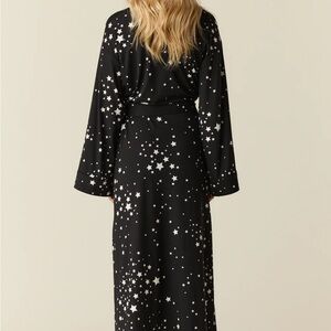 Mason Grey Kaia Cloud Jersey Kimono Robe in Black Stars - Small